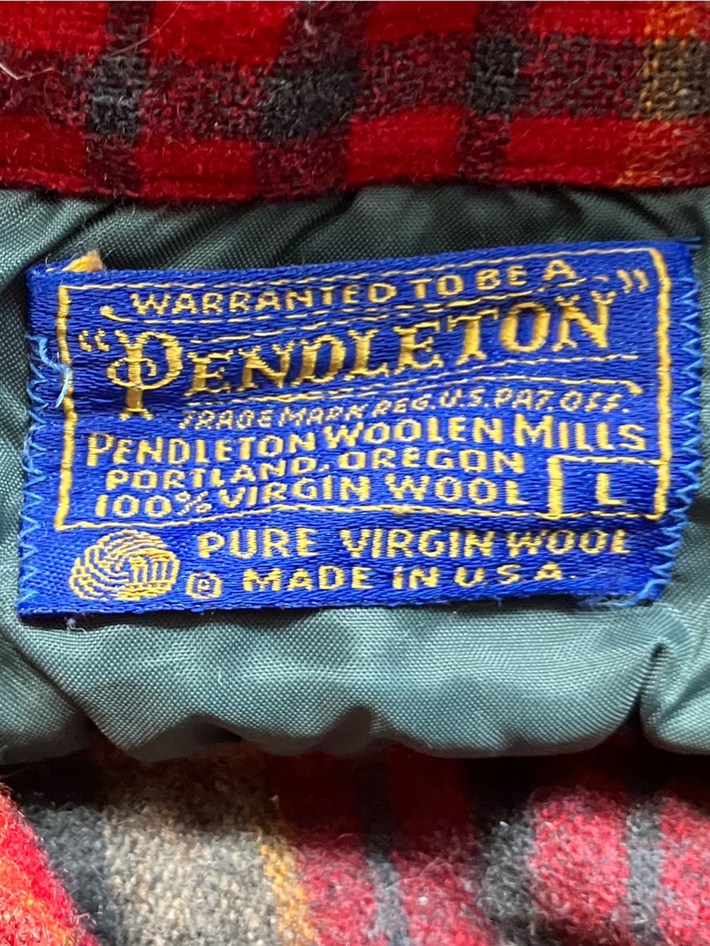 Vintage Pendleton Red Gray Tan Plaid Wool Flannel Shirt - Picture 15 of 16